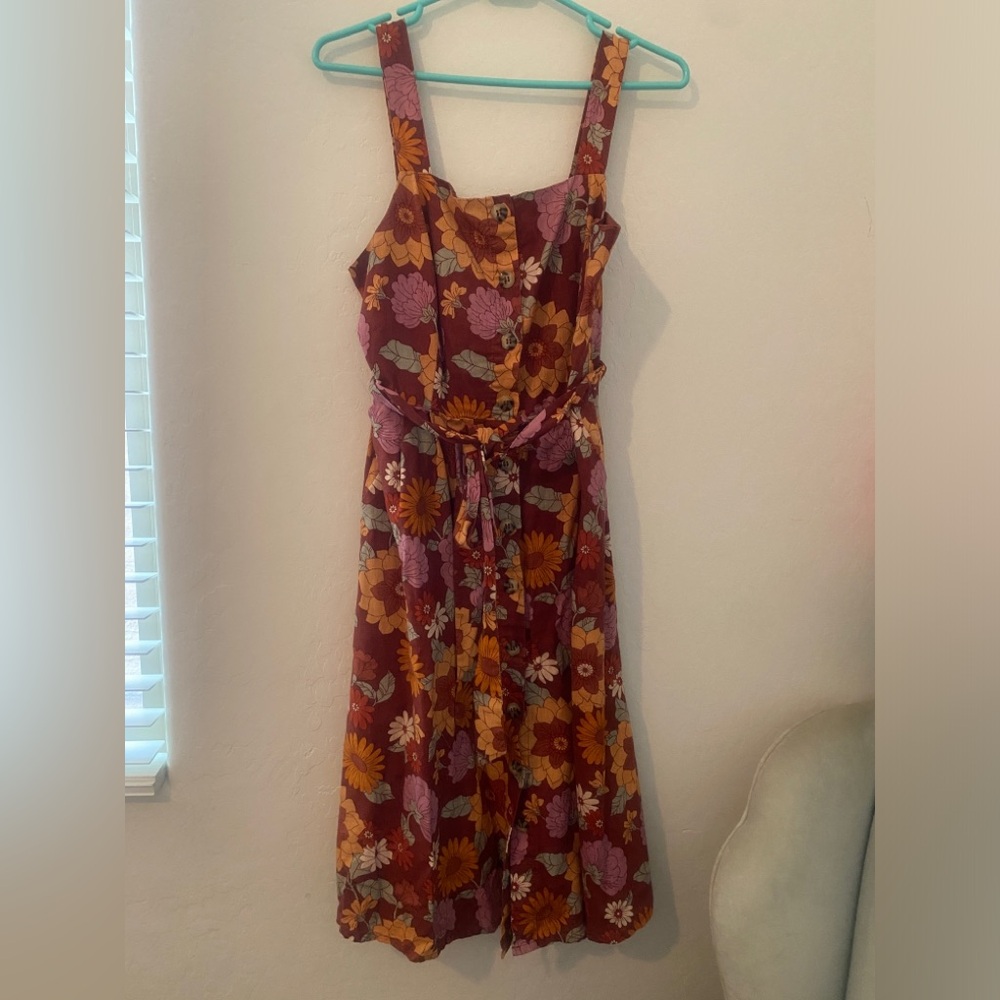 Modcloth x Princess highway floral button down midi dress with belt